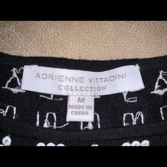 WOMEN’S ADRIENNE VITTADINI BLACK & WHITE GEOMETRICAL TANK TOP SIZE MEDIUM - Picture 6 of 7